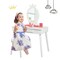 Costway Kids Vanity Makeup Table & Chair Set Make Up Stool Play Set for Children